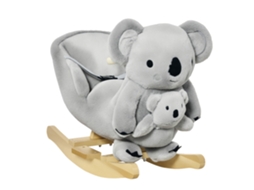 Baloiço infantil em forma de coala com fantoche, som, cinto de segurança, apoio para os pés 60x33x50 cm cinza S/MARCA