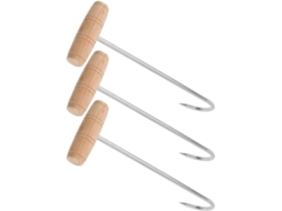 Conjunto De 3 Calçadeiras Longas De Aço Inoxidável Com Cabos De Madeira, Ganchos Resistentes Para Botas.