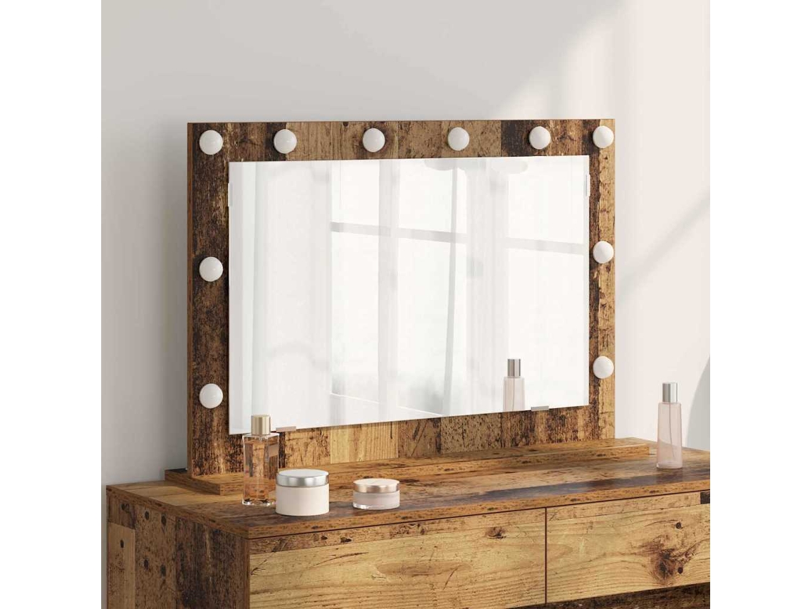 Vidaxl Espelho De Vaidade Retangular Madeira Antiga 80 X 55 X 18 Cm