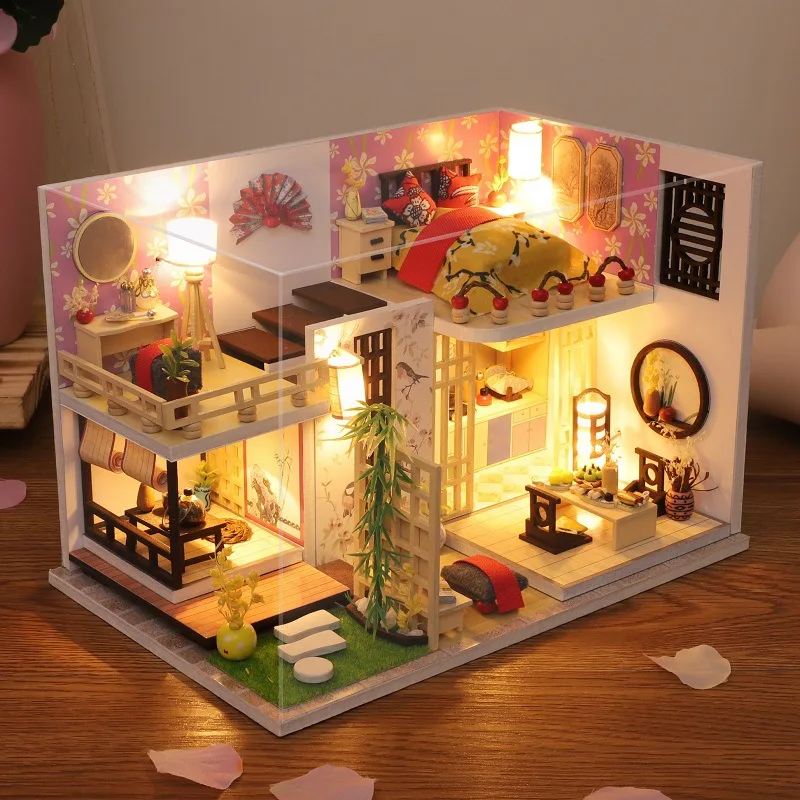 Casa de Bonecas Estilo Zen Japonês Faça Você Mesmo, Mini Casa de Madeira 3d Estilo Loft. MDUG