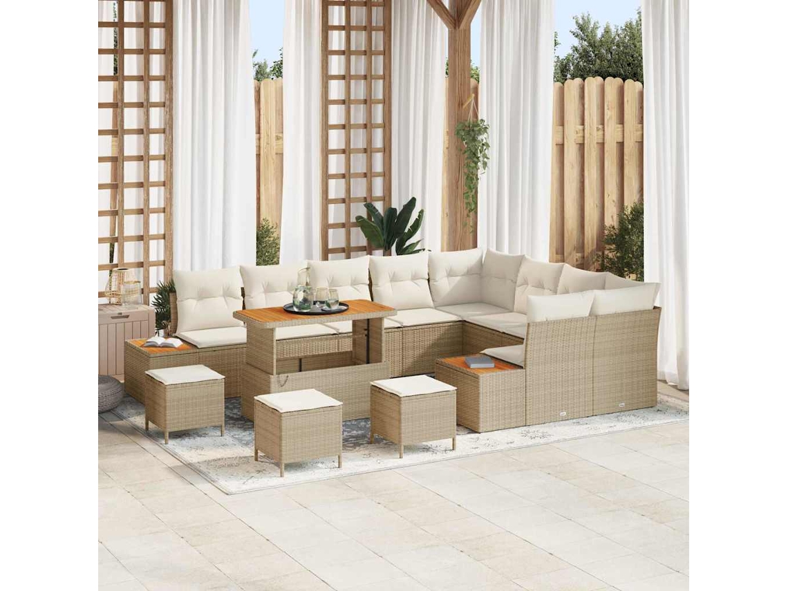 Vidaxl Conjunto De Sofá De Jardim 13 Unid. 12-número De Lugares Bege