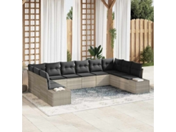 Vidaxl Conjunto De Sofá De Jardim 10 Unid. Cinzento-claro Vime Pe
