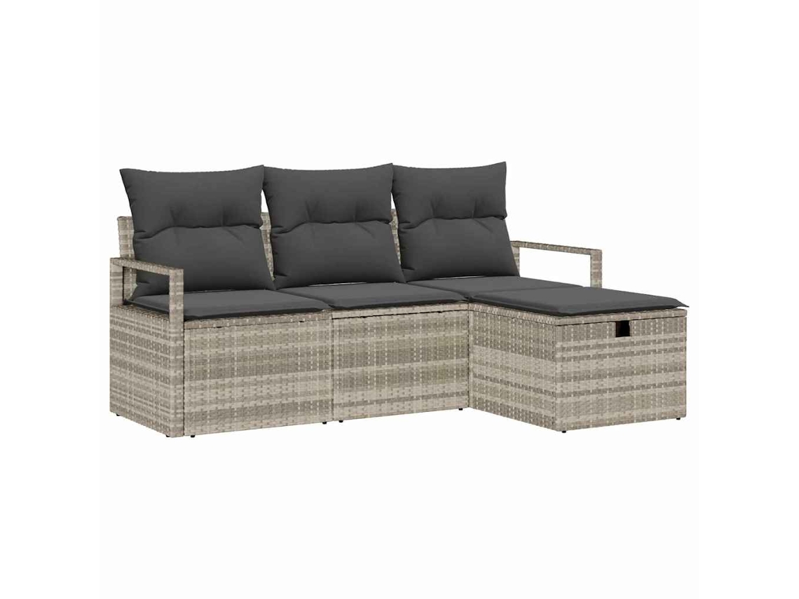 Maison Exclusive - Conjunto De Sofás Com Almofada 4 Pcs Cinzento-claro Vime Pe
