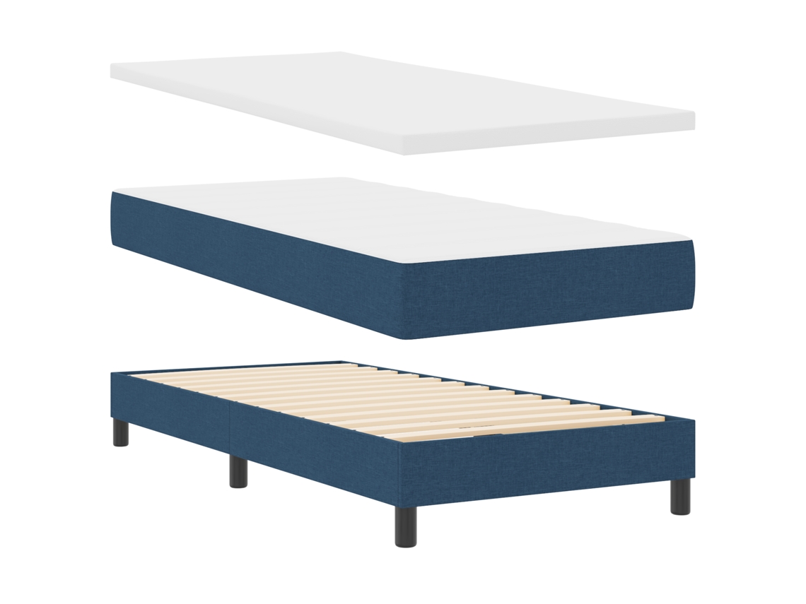 Conjunto 1 Cama Box Vidaxl Azul Tecido (200 X 160 Cm)