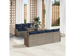 Vidaxl Conjunto De Sofá De Jardim 8 Unid. Cinzeto Vime Pe