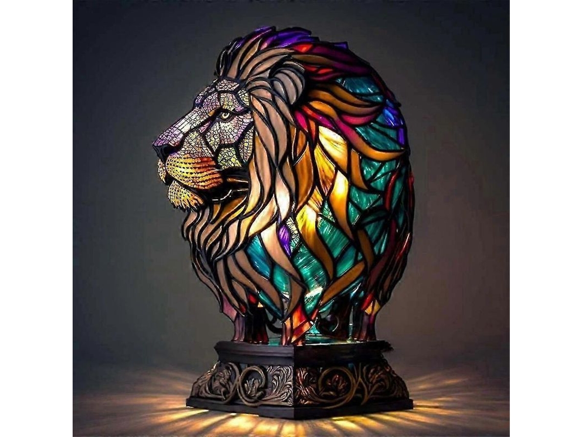 Lâmpada De Mesa Artesanal Em Resina Moderna Simples Luz Quente Decorativa Para Quartos Infantis E Presentes Leão