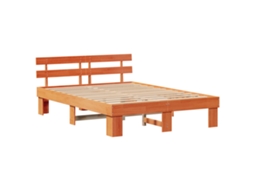 Conjunto 1 Estrutura Da Cama Vidaxl Castanho Madeira De Pinho Maciça (150 X 200 Cm)
