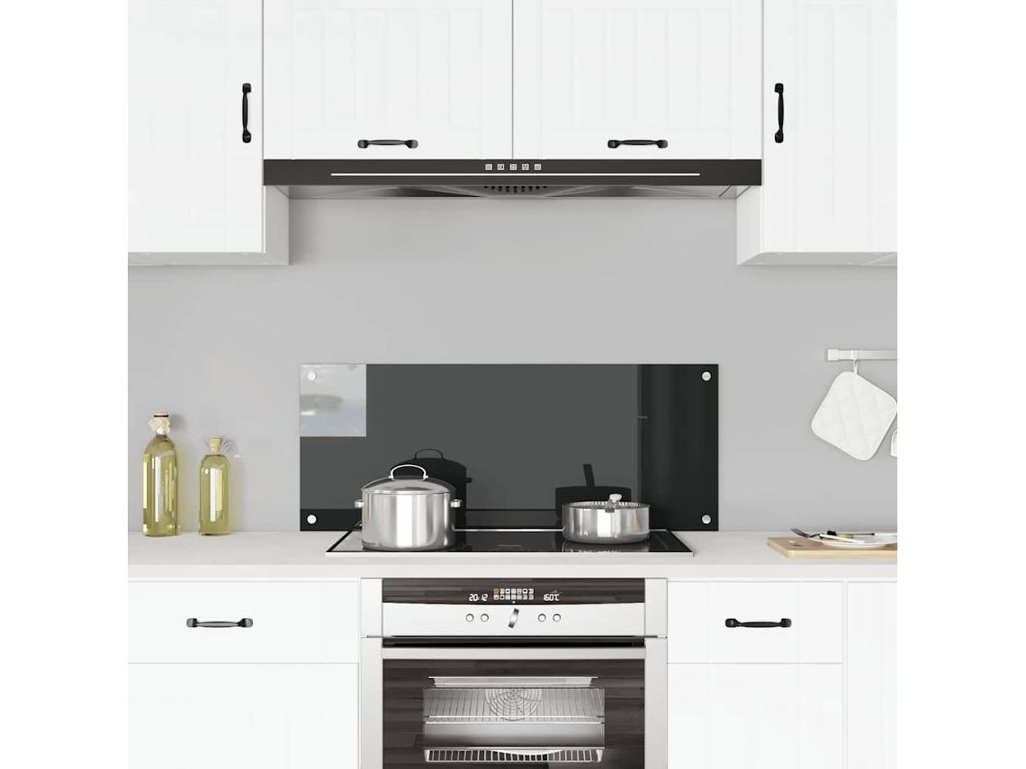 Vidaxl Painel Anti-salpicos De Cozinha 100x40 Cm Vidro Temperado Preto