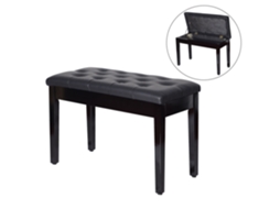 Banco para Teclado de Piano, Armazenamento, Couro Sintético, 76x36x50 cm, Preto