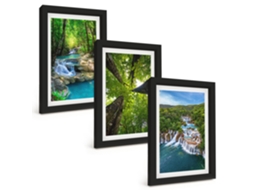 Composição De Quadros Cachoeiras, Floresta Verde, Água Espelharte (3 Peças 20x30 Cm)