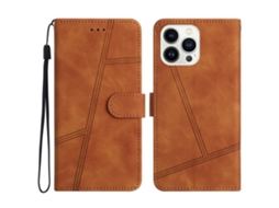 Capa Para Iphone 15 Pro Max Pele Sintética Castanho