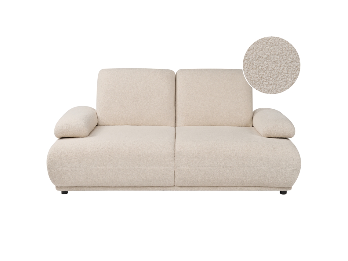 Sofá De 2 Plazas Beliani Nacka De Bouclé Beige 253x129x89