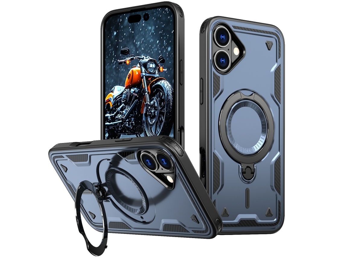 Capa Armor Híbrida Pc Tpu Para Iphone 16 Plus - Suporte De Anel Magsafe