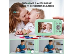 Câmara Digital para Crianças Compact VIGA EUROPE Dc406 Fdh 44Mp Zoom com Foco Automático 16X Tela de 2 4 Polegadas Verde