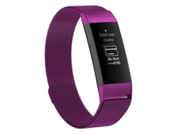 Lurelia Fitbit Charge 4 Band Grande 210x18mm Pulseira Magnética Roxa Escura De Aço Inoxidável.