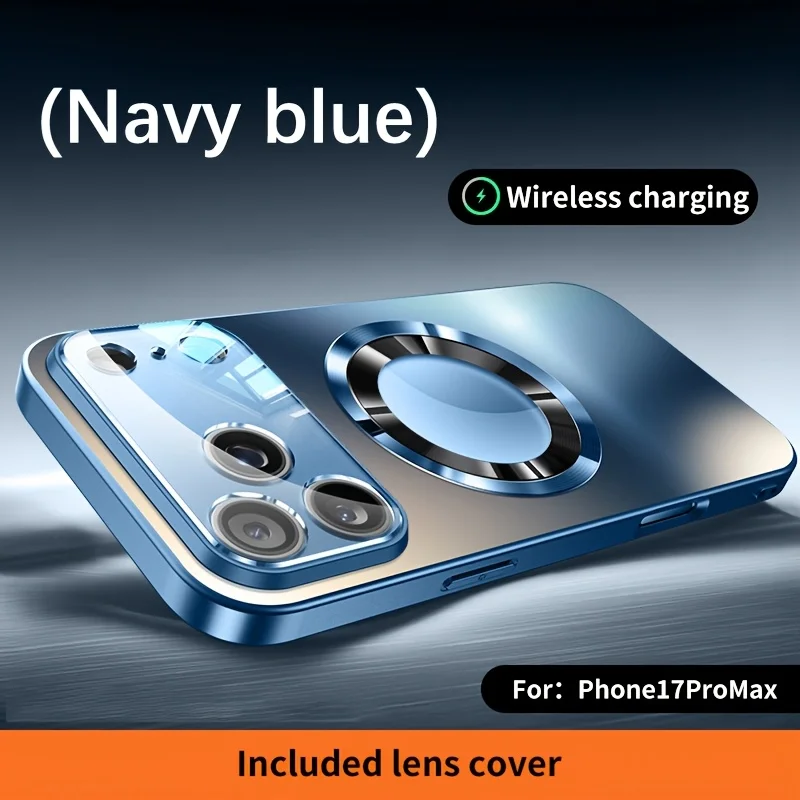 Capa Para Iphone 14 Pro Max Azul Em Titânio Fosco, Compatível Com Magsafe, Com Lente De Vidro