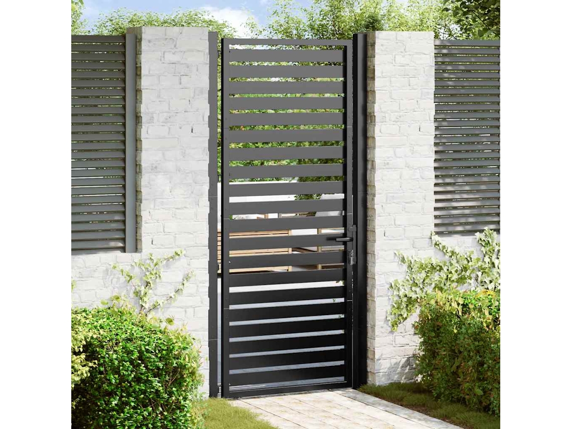 Portão De Jardim Com Fechadura Preto 100x200 Cm Alumínio Wsd390391 Adorável Casa