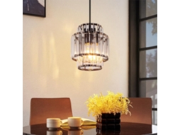 Nettlife Candeeiro Pendente Com 1 Lâmpada – Candeeiro De Vidro E Cristal, Casquilho E27, Altura Ajustável, Design Moderno Para Sala De Jantar
