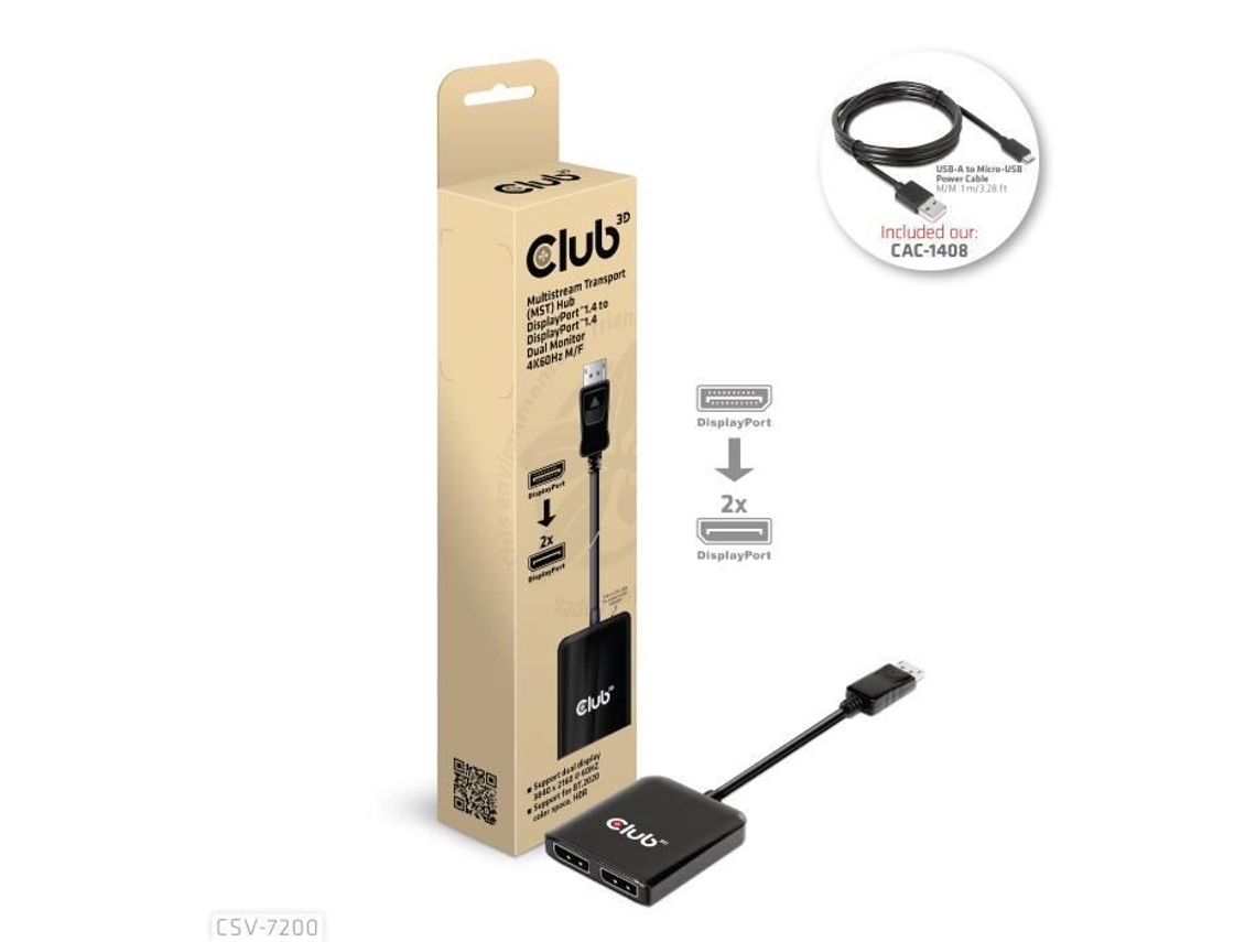 Divisor De Vídeo Displayport 2x Displayport Club 3d Csv 7200