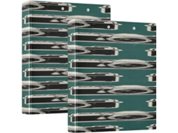 Pasta Escolar Retrô Vintage Verde Com Compartimento Câmera, 3, 8cm 1, 5 Polegadas, Pacote Com 1 2 Unidades Capa