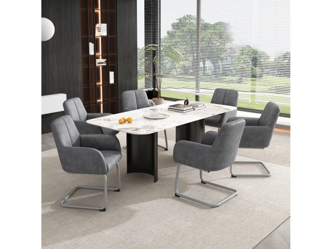 Conjunto De 4 Cadeiras De Jantar Modernas E Minimalistas, Com Pés De Aço Curvados, Cinza Ideal Para Sala De Estar Ou Quarto Ehstmind