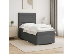 Vidaxl Cama Box Spring Com Colchão Cinzento-escuro 90 X 190 Cm Tecido