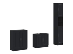 Vidaxl Conjunto De Armários Para Banheiro Com 3 Peças Utrecht Preto