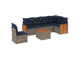 Conjunto de Sofá de Jardim, 7 Peças, Almofadas, Rattan Cinza MAISON EXCLUSIVE
