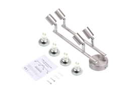 Refletores de teto ajustáveis 2026 com 4 lâmpadas LED GU10 de 4 vias e 400lm, com cabeças giratórias modernas para cozinha e sala de estar.