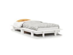 Cama Sem Colchão de Madeira de Pinho Maciça Branco MAISON EXCLUSIVE 90x190 cm