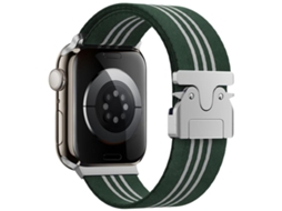 Pulseira trançada com fivela de paracord listrada verde e branca CSYY (compatível com Apple Watch de 40 mm)