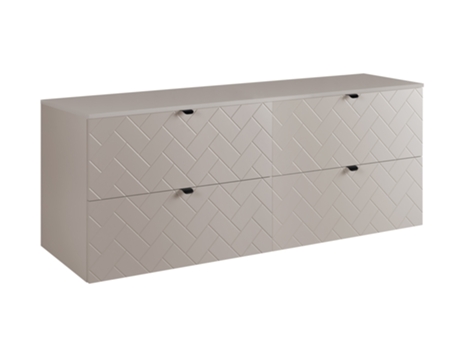 Móvel De Banheiro, Caxemira Com Puxador Preto / Com Placa Superior, 160 X 57 X 46 Cm 3xe Living