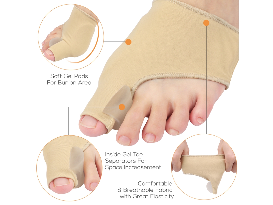 Corretor De Bunion Gel Com Almofadas E Separador De Dedo Grande Para Alivio De Dor No Tornozelo