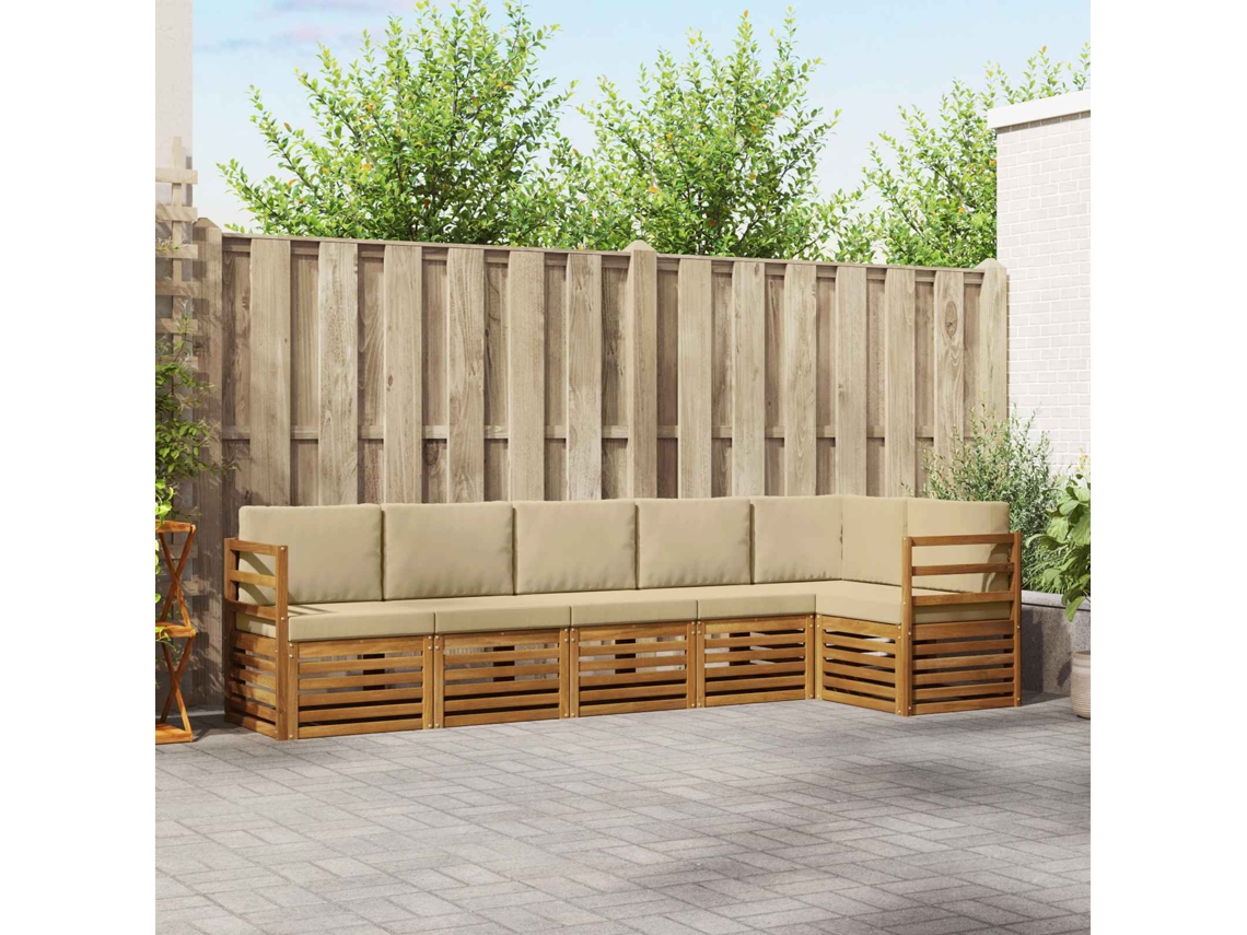 Vidaxl Conjunto De Sofás Para Exterior 6 Unid. Natural E Bege