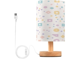 Luminária De Cabeceira Led Para Quarto, Luminária De Leitura Com Cúpula Tecido, Base De Madeira E Porta Usb Para