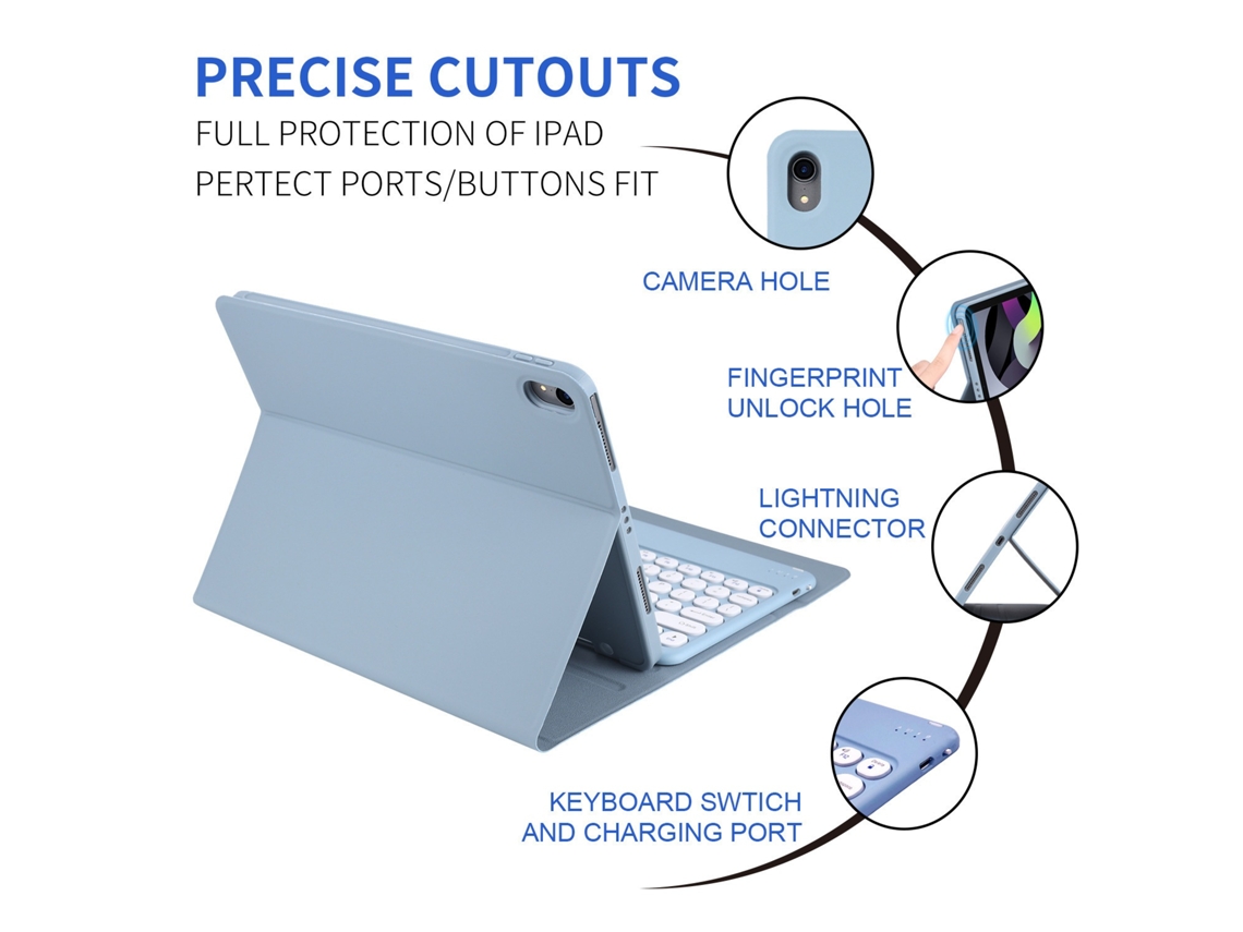 Elysve Capa Com Teclado Bluetooth Para Ipad Pro 11 ", Com Teclado Magnético Bluetooth (azul) (2024)