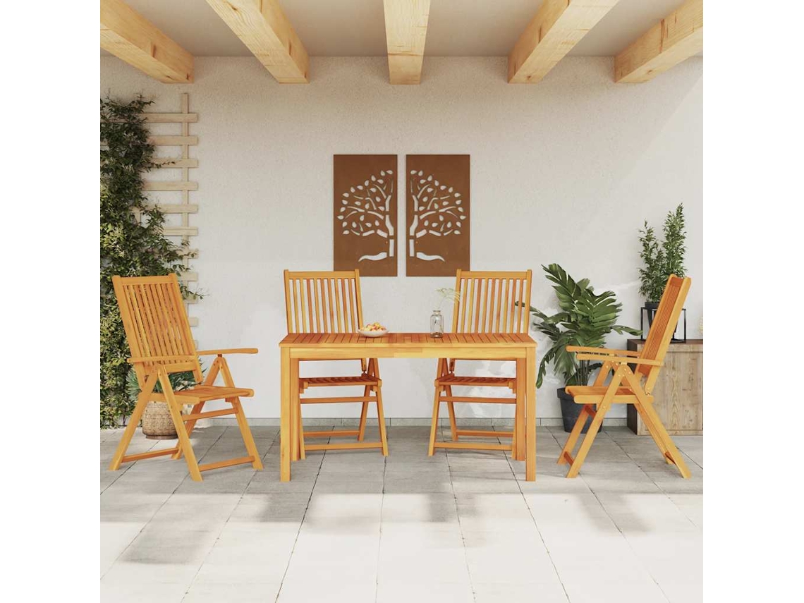 Vidaxl Conjunto De Jantar P/ Jardim 5 Pcs 140x80x74 Cm Madeira De Acácia Maciça