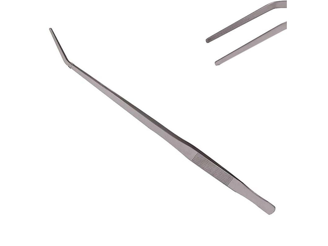 Pinça Curva de Aço Inoxidável Extra Longa 18.9 Polegadas para Aquário e Jardim
