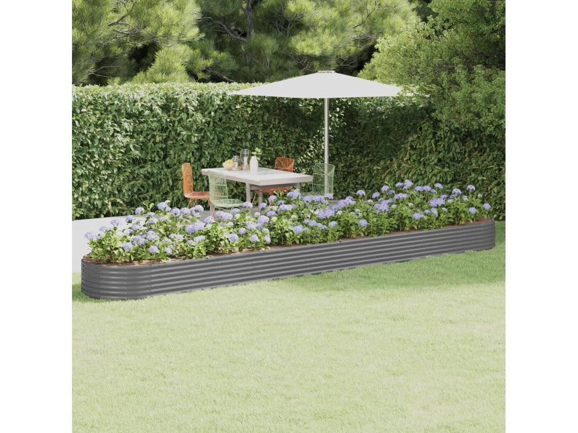 Vidaxl Canteiro Elevado Jardim 544x100x36 Aço Galvanizado Cinzento