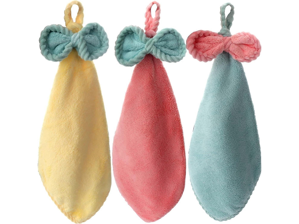 Rebe conjunto de 3 Toalhas Coral Fleece de Microfibra para Cozinha e Banheiro Secagem Rápida Mãos Material Suave e Durável