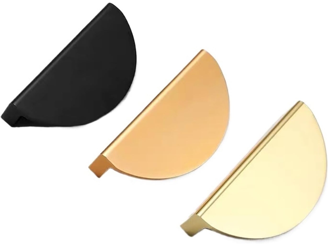 Puxador Semicircular Para Porta De Guarda Roupa, Par De Puxadores Montados Para Gaveta E Porta Armário Preto 77