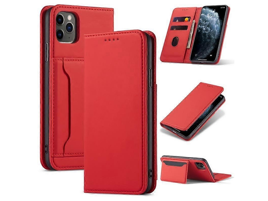 Capa De Couro Para Celular Com Suporte Para Cartão Magnetism Skin Feel