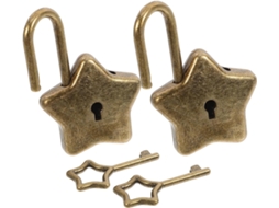 Conjunto Baluue Com 2 Mini Cadeados De Metal Em Formato Estrela, Cadeados Com Pingente De Cinco Estrelas E Chave Para