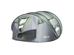 Tenda De Campismo Poliéster E Fibra De Vidro Cor Verde E Cinzento 263,5x220x123 Cm Outsunny