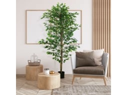 Ficus Sintético Com 1260 Folhas E Troncos Naturais De 180 Cm Para Decoração Verde - Planta Artificial