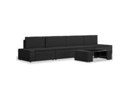Maison Exclusive - 5 Pcs Conjunto Lounge Para Jardim Vime Pe Preto