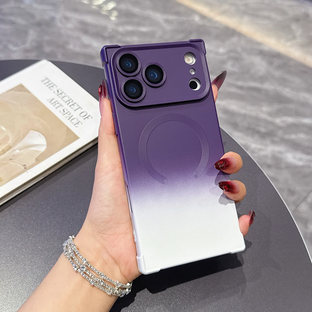 (roxo 17pro) Capa Magnética Para Celular Com Carregamento Sem Fio, Resistente A Choques E Quedas, Protege A Câmera.