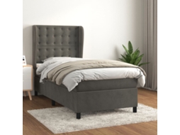 Vidaxl Cama com Molas/colchão 90x190 Cm Veludo Cinza escuro