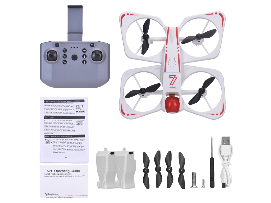 Mali drone para Crianças, Mini Aeronave Controle Remoto com Câmeras Duas 4k, Modo Sem Cabeça, 2 Baterias Branco