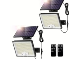 Kit Com 2 Unidades, Luminária Solar Para Exterior, 172 Leds, 3 Modos De Iluminação, Cor Branco Frio, Ip65 À Prova D'água, Sensor De Movimento